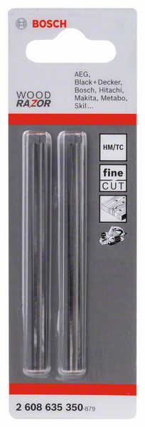 BOSCH Wood Razor Wendehobelmesser, gerade, 40°, für Handhobel, 82,4 x 5,5mm, 2er-Pack