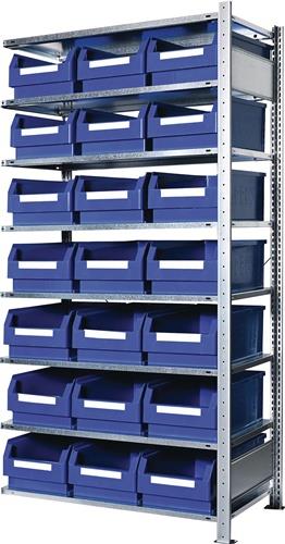 KAPPES Steckregal H2000xB1000xT500mm Anbauregal 8 Stahl-Bd.21xGr.2 blau KAPPES