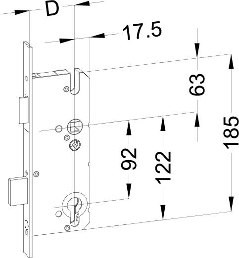 WINKHAUS Schlosskasten STV G3 SK TP3, 10/92, umstellbare Falle, Stahl