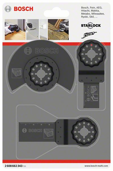 BOSCH Holz-Basis-Set, 3-teilig, Sägeblätter für Multifunktionswerkzeuge