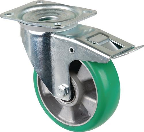 BS ROLLEN Lenkrolle D.160mm Trgf.300kg m.Festst.PU 138x109mm blau BS ROLLEN