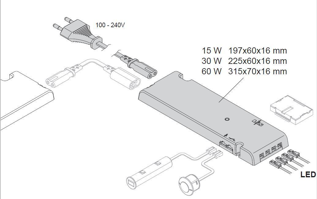 L&S LED Emotion Driver 24V, 60W, 110V/230V