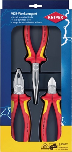 KNIPEX Zangensatz Elektro-Paket Inh.3tlg.VDE verchr.Kunststofftiefziehteil KNIPEX