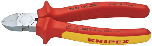 KNIPEX Seitenschneider L.160mm Kopf verchr.VDE Mehrkomp.-Hüllen KNIPEX