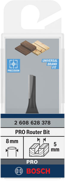 BOSCH Nutfräser Standard for Wood, 8 mm, D1 5 mm, L 12,7 mm, G 51 mm