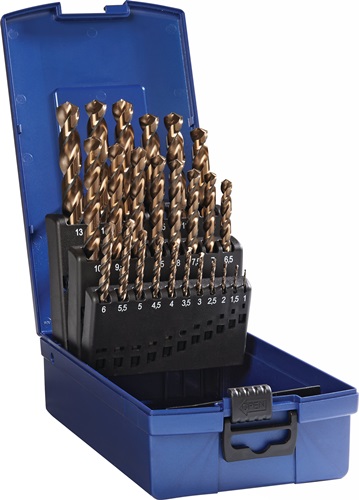 PROMAT Spiralbohrersatz DIN 338 Typ VA D.1-13x0,5mm HSS-Co5 dampf.25tlg.Ku.-Kass.PROMAT