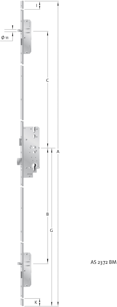 KFV Mehrfachverriegelung MFS AS2372, Flachstulp, W000, Stahl, Holz, Klasse 3