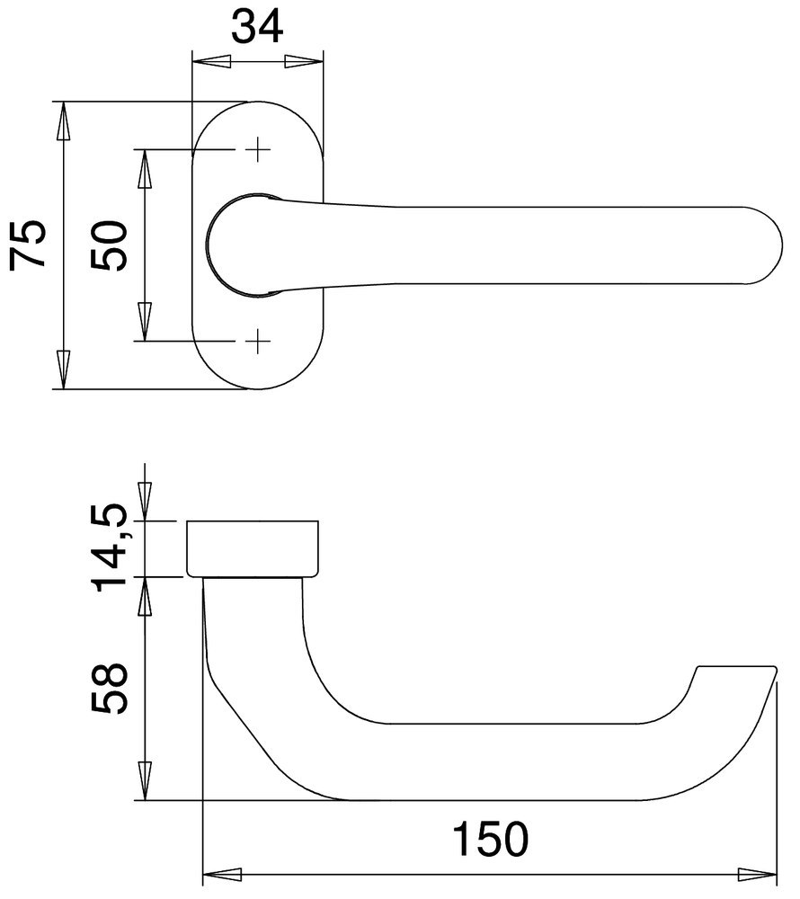 EDI FH Drücker-Halbgarnitur ohne Schlüsselrosette Ares FS 1300/2133, Edelstahl