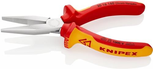 KNIPEX Langbeckzange Gesamt-L.160mm Form 1 Kopf verchr.lang,fl.VDE Mehrkomp.-Hüllen