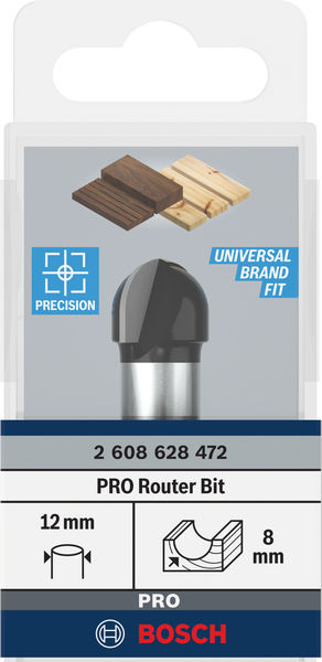 BOSCH Hohlkehlfräser, 12 mm, R1 8 mm, D 16 mm, L 12,7 mm, G 54 mm