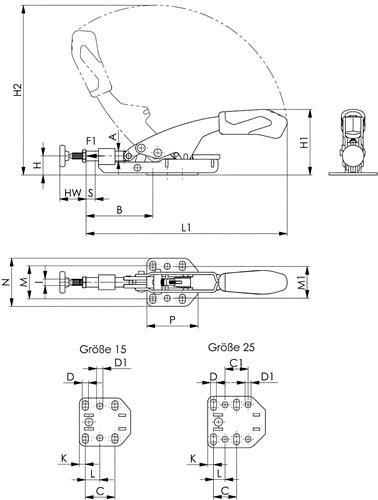 AMF Schubstangenspanner Nr.6874F Gr.15 waagrechter Fuß AMF AMF Schubstangenspanner Nr.6874F Gr.15 waagrechter Fuß AMF