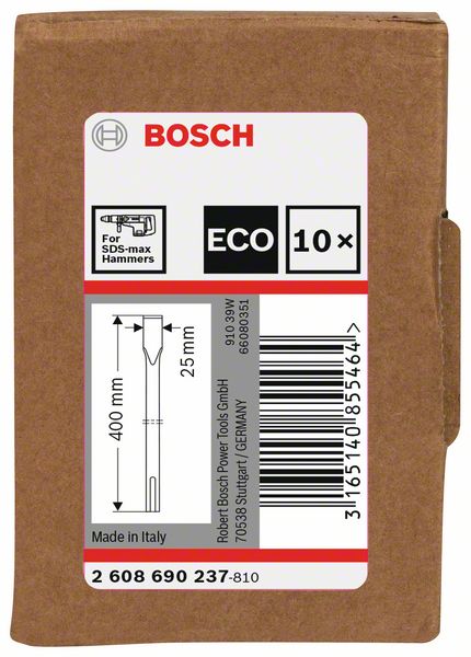 BOSCH Flachmeißel mit SDS max-Aufnahme, 25 x 400 mm, 10er-Pack