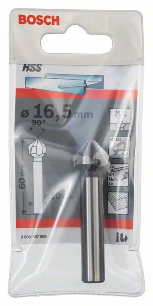 BOSCH Kegelsenker mit zylindrischem Schaft, 16,5, M 8, 60 mm, 10 mm