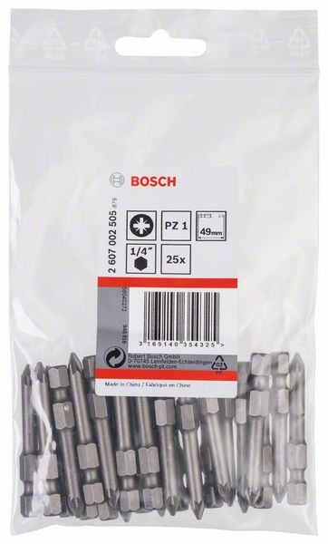 BOSCH Schrauberbit Extra-Hart PZ 1, 49 mm, 25er-Pack