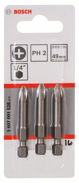 BOSCH Schrauberbit Extra-Hart PH 2, 49 mm, 3er-Pack