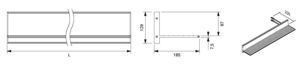 L&S LED Wandboard Emotion, 1000mm, 12V DC, 23,4W, schwarz