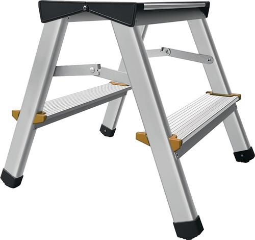 Nordwest Klapptritt Stufen 2 Plattform-H.390mm Alu.m.Anti-Rutsch-Riffelung