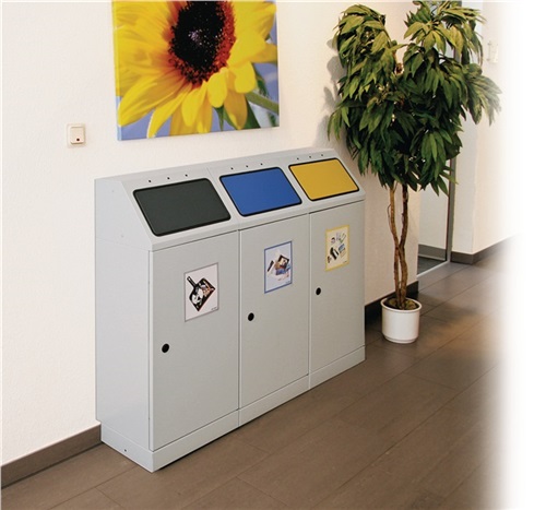 STUMPF Wertstoffsammler 3x45l H1000xB1200xT300mm lichtgrau stationär