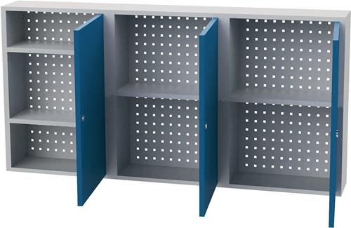 BEDRUNKA+HIRTH Hängeschrank H750xB1500xT200mm Vollblechtüren lichtgrau/signalblau