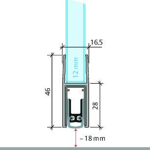PLANET Glastürdichtung KG-F12s FH, schmal, Silikon 959 mm grau