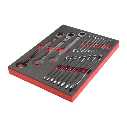 22-teilige Einlage für Werkstattwagen 78 cm MAX BITE Ratschen-Ringmaulschlüssel Einlage 22-teilige Einlage für Werkstattwagen 78 cm MAX BITE Ratschen-Ringmaulschlüssel Einlage