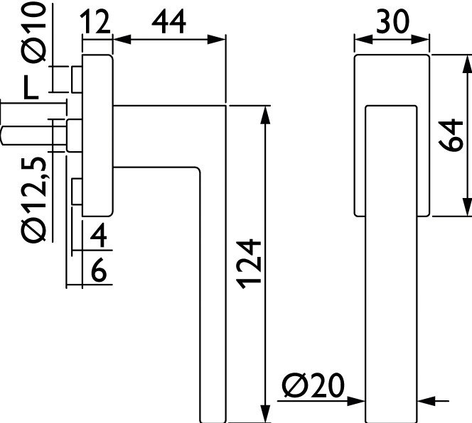 HERMAT Fenstergriff WEST 1682.L, Edelstahl