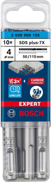 BOSCH EXPERT SDS plus-7X Hammerbohrer, 4 x 50 x 115 mm, 10-tlg.. Für Bohrhämmer