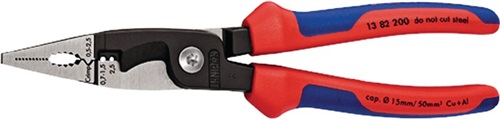 KNIPEX Elektroinstallationszange L.200mm pol.Mehrkomp.-Hülle o.Öffnungsf.KNIPEX