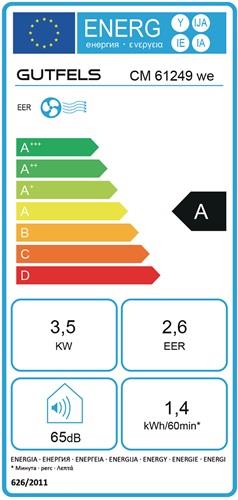 GUTFELS Raumklimagerät Exquisit CM 61249 we 3,5 kW 1,20 l/h weiß 30 m³ GUTFELS