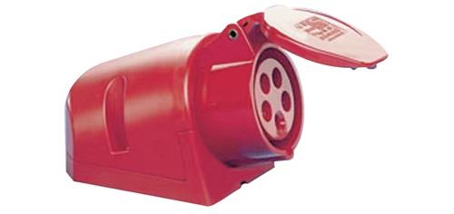Nordwest CEE-Wanddose 32 A 400 V Steckerst.6 h m.Klappdeckel IP44 JÄGER DIREKT