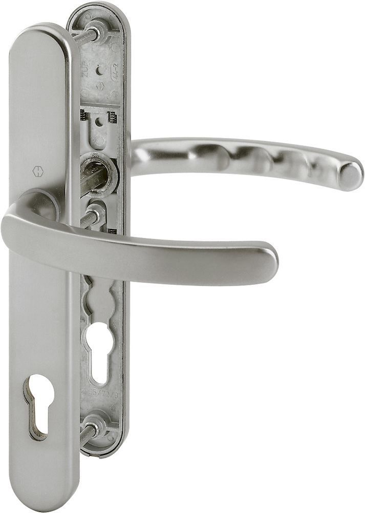 HOPPE® Schutz-Drückergarnitur mit Schmalschild Luxembourg 1500/3358/3357N, Aluminium, 2202474