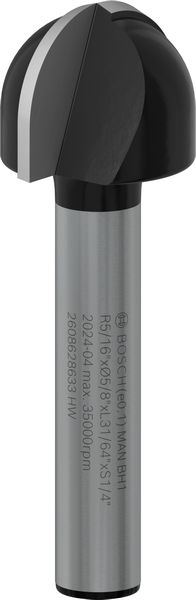BOSCH Hohlkehlfräser 1/4", R1 8 mm, D 15,9 mm, L 12,3 mm, G 45 mm