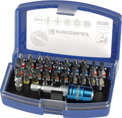PROMAT Bitsortiment Torsion 32-tlg.Schlitz/PH/PZD/TX/TX-BO/6Kt.PROMAT