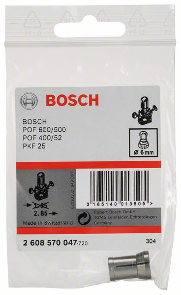 BOSCH Spannzange ohne Spannmutter, 6 mm, für Bosch-Oberfräse