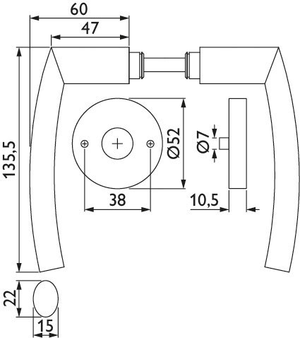 HERMAT Drückergarnitur ohne Schlüsselrosetten BASIC 07 1807/2036.K, Edelstahl