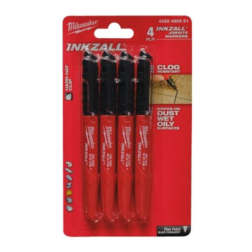 MILWAUKEE feine Spitze: schwarz INKZALL Permanentmarker Set 4-teilig
