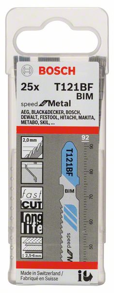 BOSCH Stichsägeblatt T 121 BF Speed for Metal, 25er-Pack