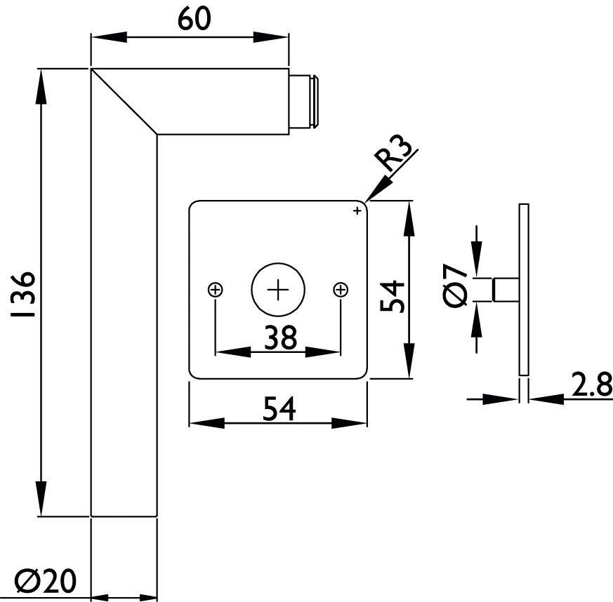 HERMAT Drücker-Halbgarnitur ohne Schlüsselrosetten BASIC 02 1802/2612.FL, Edelstahl