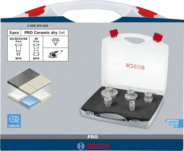 BOSCH Diamantrockenbohrer-Set Diamont Dry Speed, 5-teilig, 20 - 68 mm
