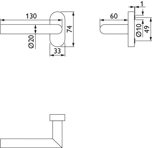 HERMAT FH Drücker-Halbgarnitur BASIC 02 1802/2085.FS, Edelstahl