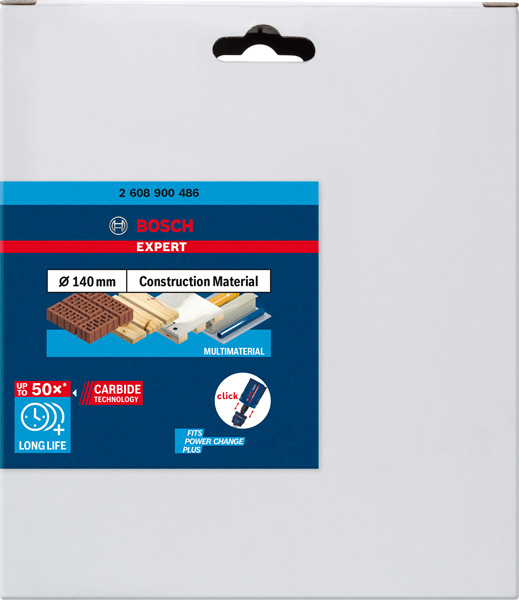 BOSCH EXPERT Construction Material Lochsäge, 140 x 60 mm. Für Dreh- und Schlagbohrer