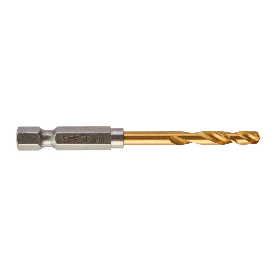 MILWAUKEE 4,2 x 74 mm SHOCKWAVE Metallbohrer HSS-G RED HEX Titan 1/4"