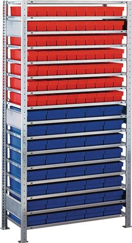 SCHULTE Steckregal H2000xB1000xT400mm Grundregal 16 Böden 70xL 400mm rot/40xL 400mm blau