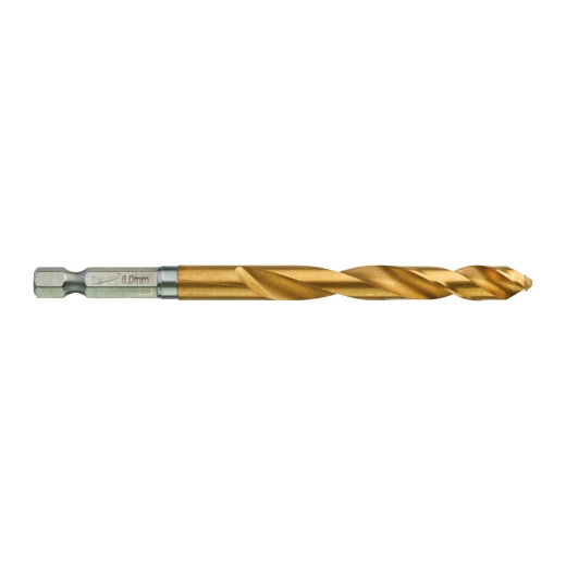 MILWAUKEE 8,0 x 111 mm SHOCKWAVE Metallbohrer HSS-G RED HEX Titan 1/4"