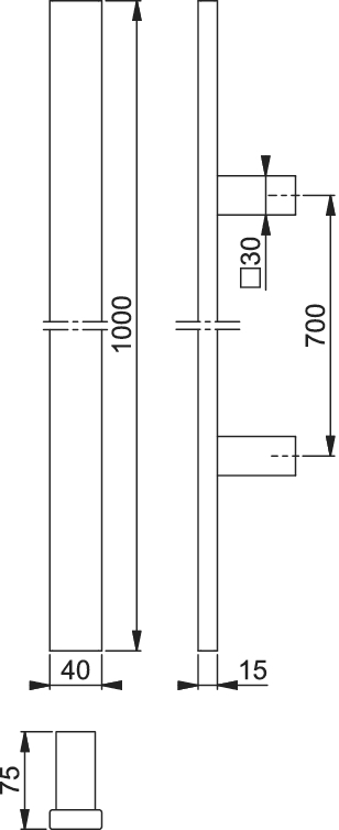 HOPPE    BA 700 mm L   Edelstahl Objekttür, Haustür edelstahl matt