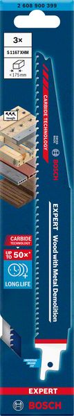BOSCH EXPERT ‘Wood with Metal Demolition’ S 1167 XHM Säbelsägeblatt, 3 Stück. Für Säbelsägen BOSCH EXPERT ‘Wood with Metal Demolition’ S 1167 XHM Säbelsägeblatt, 3 Stück. Für Säbelsägen