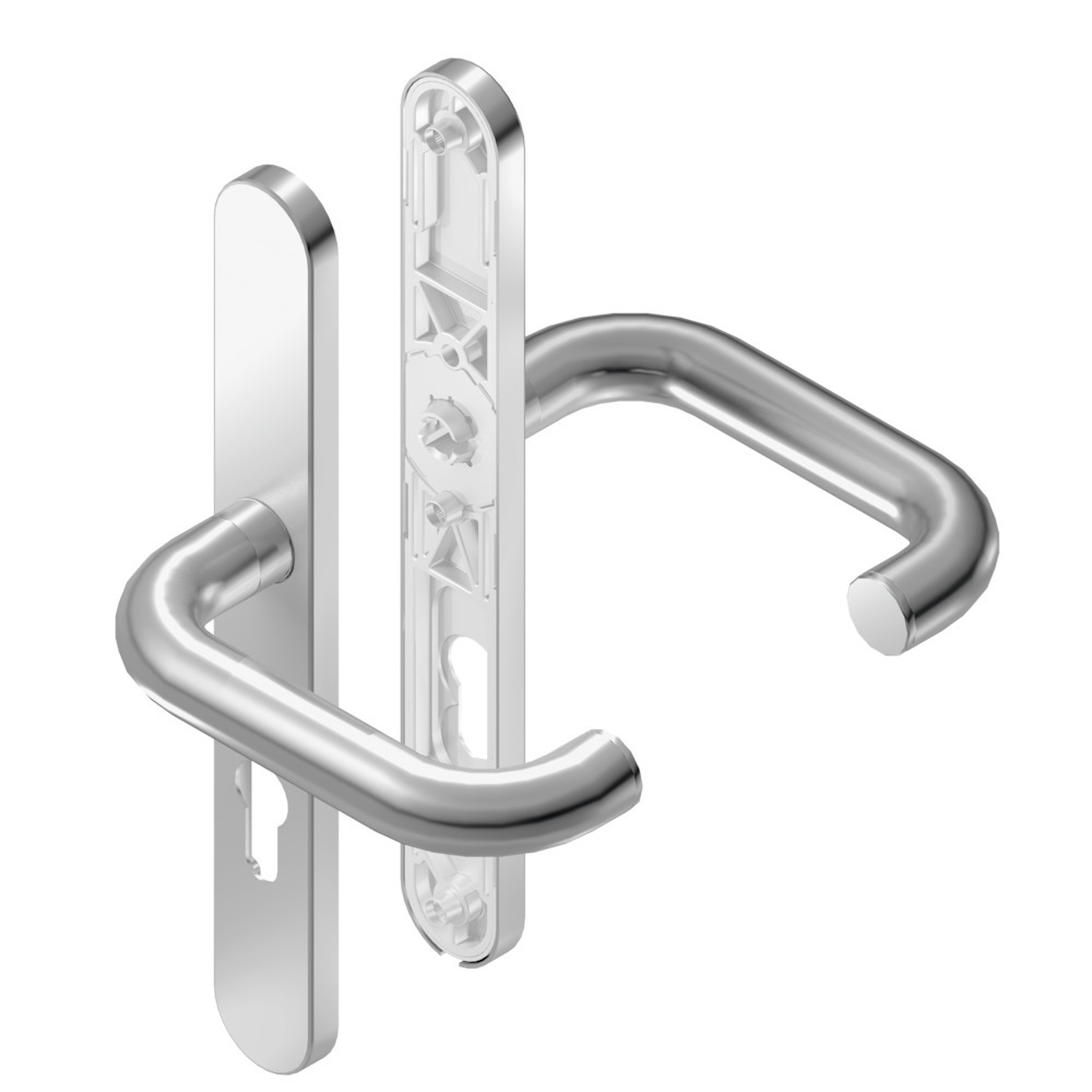 BKS Drückergarnitur RONDO H1.0 mit Langschild B-70040, oval, Edelstahl