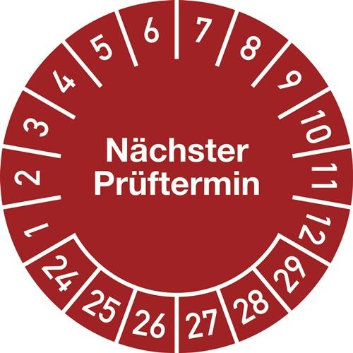 Nordwest Mehrjahresprüfplakette D.20mm Nächster Prüftermin 2024-2029 Folie Btl.a 100 St.