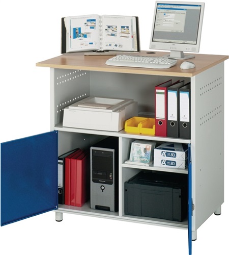 RAU Computerschrank H1100xB1100xT800mm Gehäuse T300mm stationär lichtgrau/enzianblau