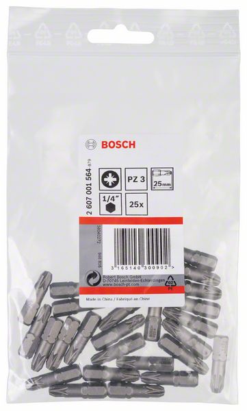 BOSCH Schrauberbit Extra-Hart PZ 3, 25 mm, 25er-Pack